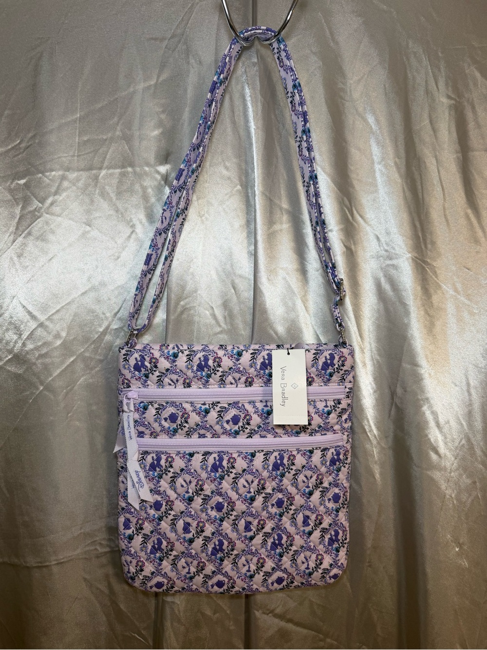 Vera Bradley x Disney Belle Floral Lilac Quilted Crossbody Bag